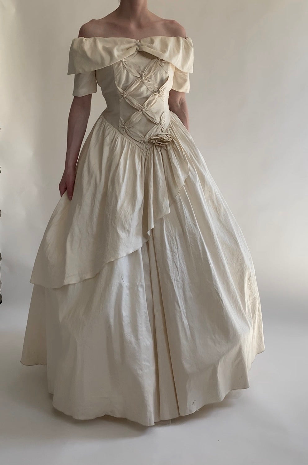 Vintage 1980s Silk Wedding Dress
