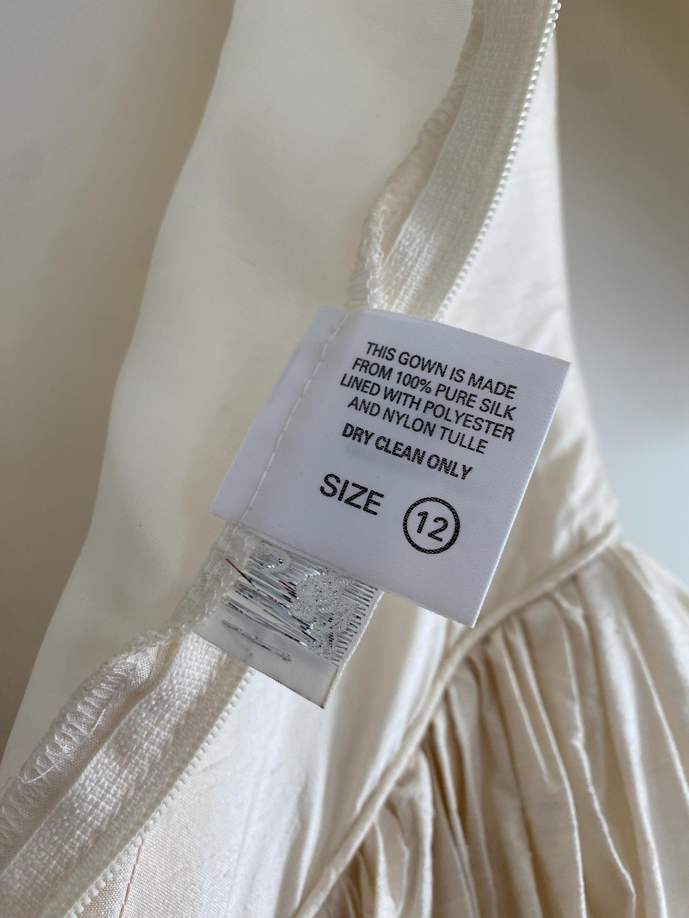 90s Raw Silk Off Shoulder Wedding Gown