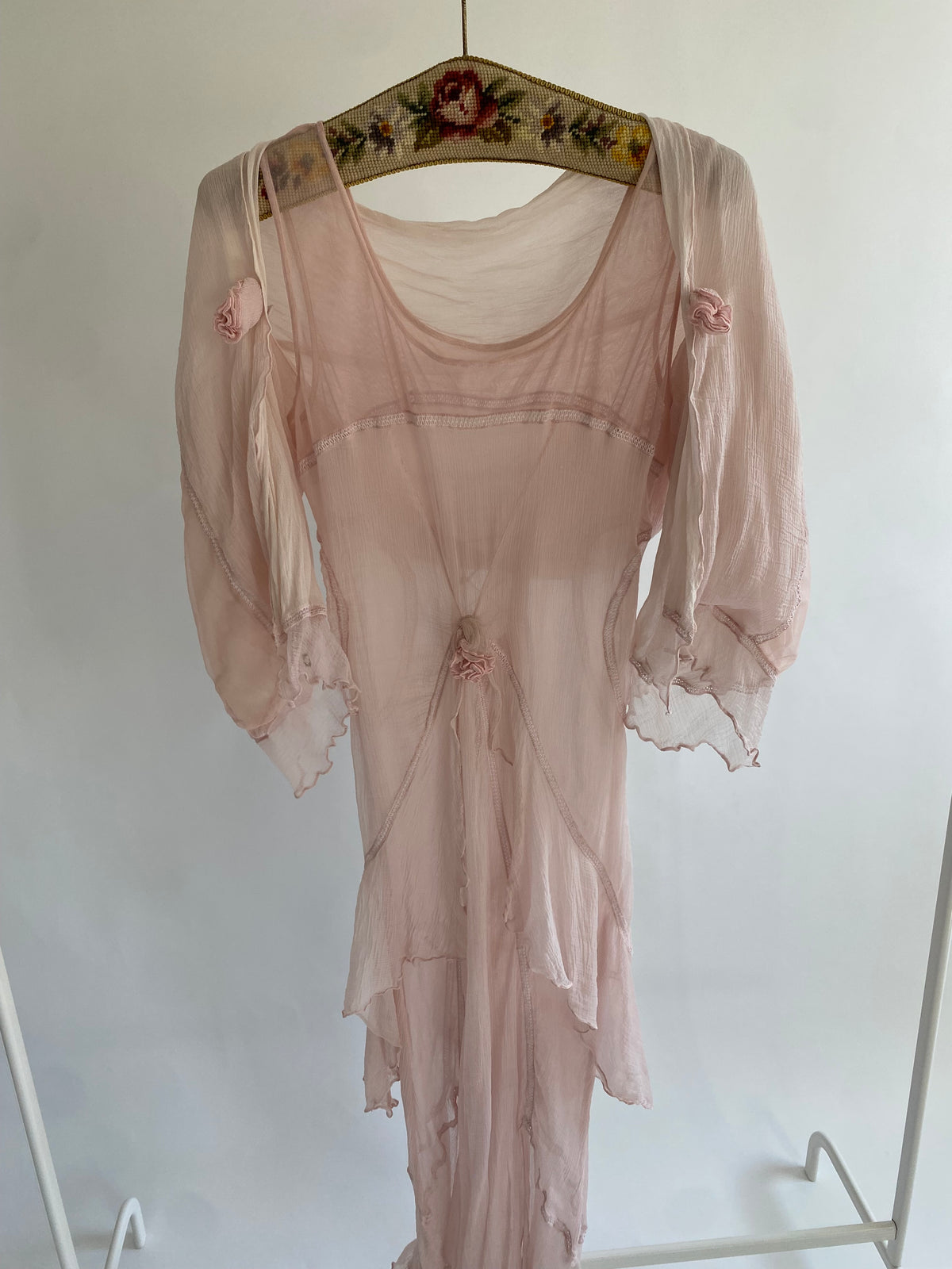 Dusty Rose Sheer Dress and Shawl Set