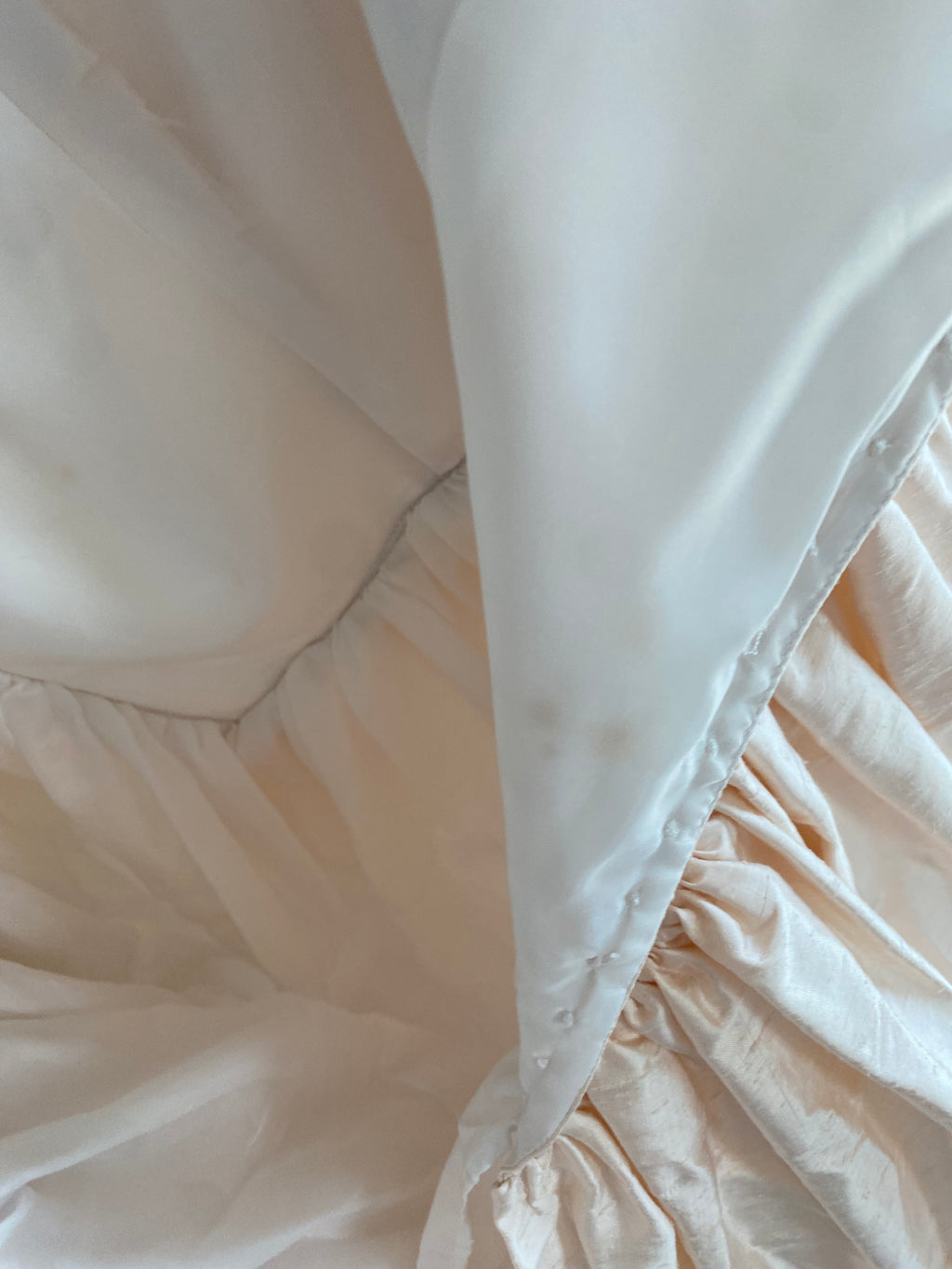 1980s Raw Silk Rosette Wedding Gown