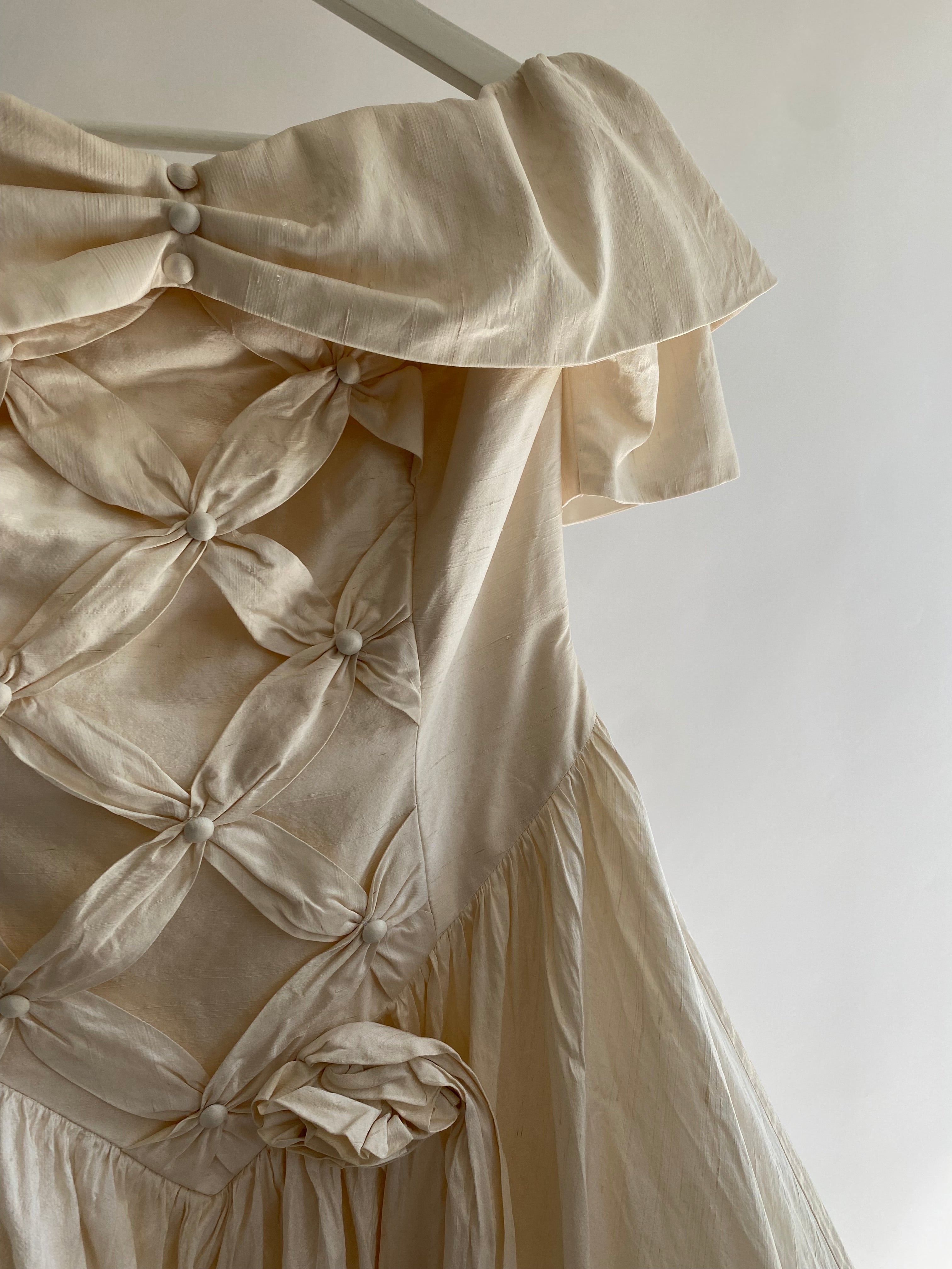 Vintage 1980s Silk Wedding Dress
