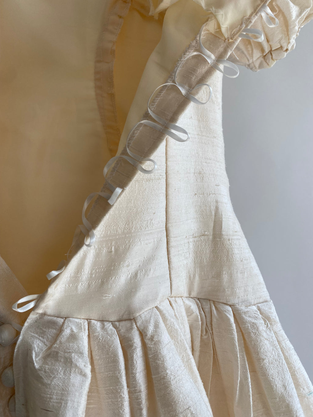 1980s Raw Silk  Wedding Dress