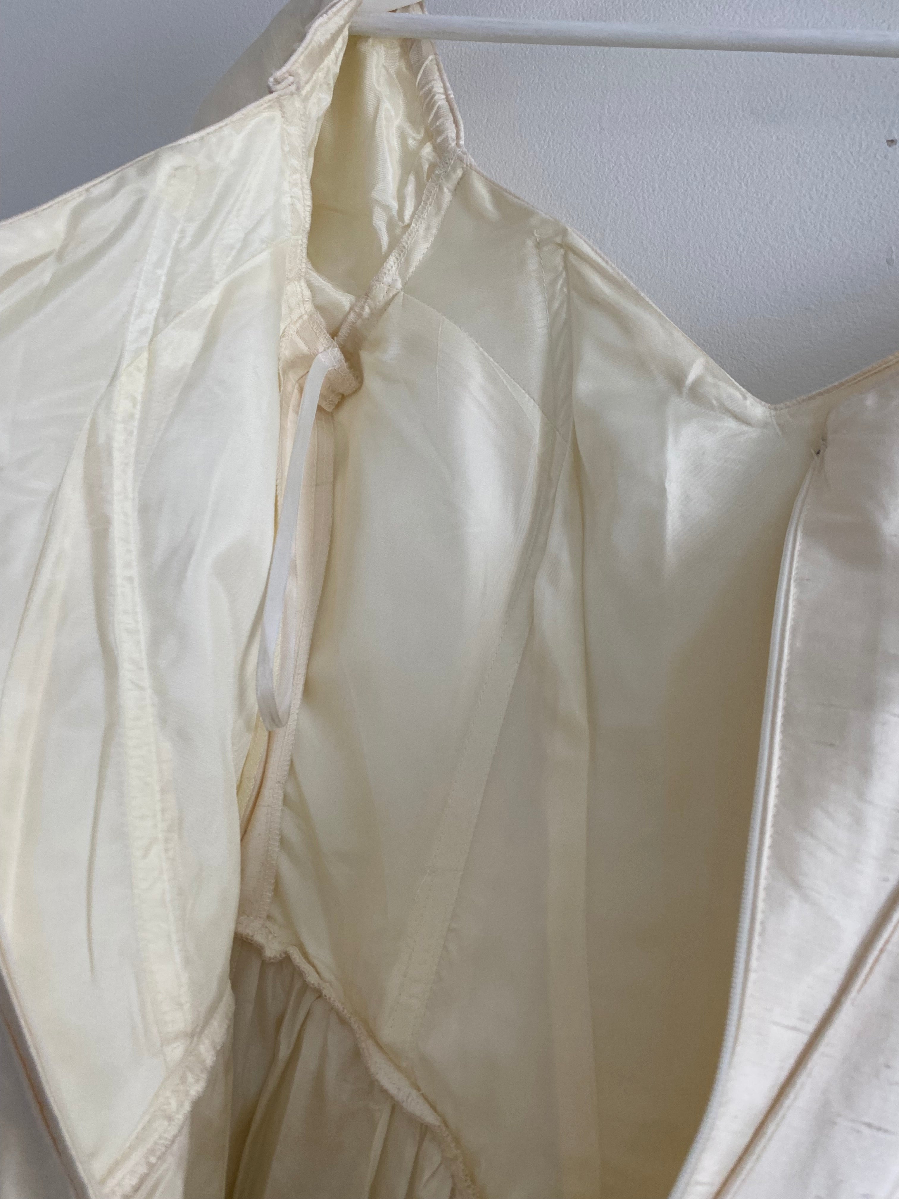Vintage 90s Silk Off Shoulder Wedding Dress