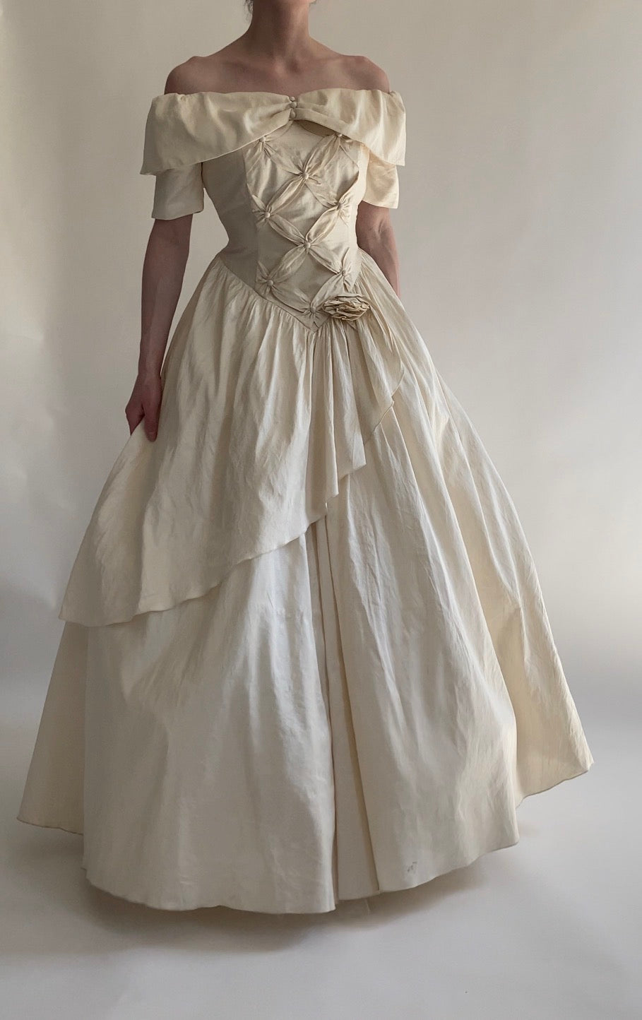 Vintage 1980s Silk Wedding Dress