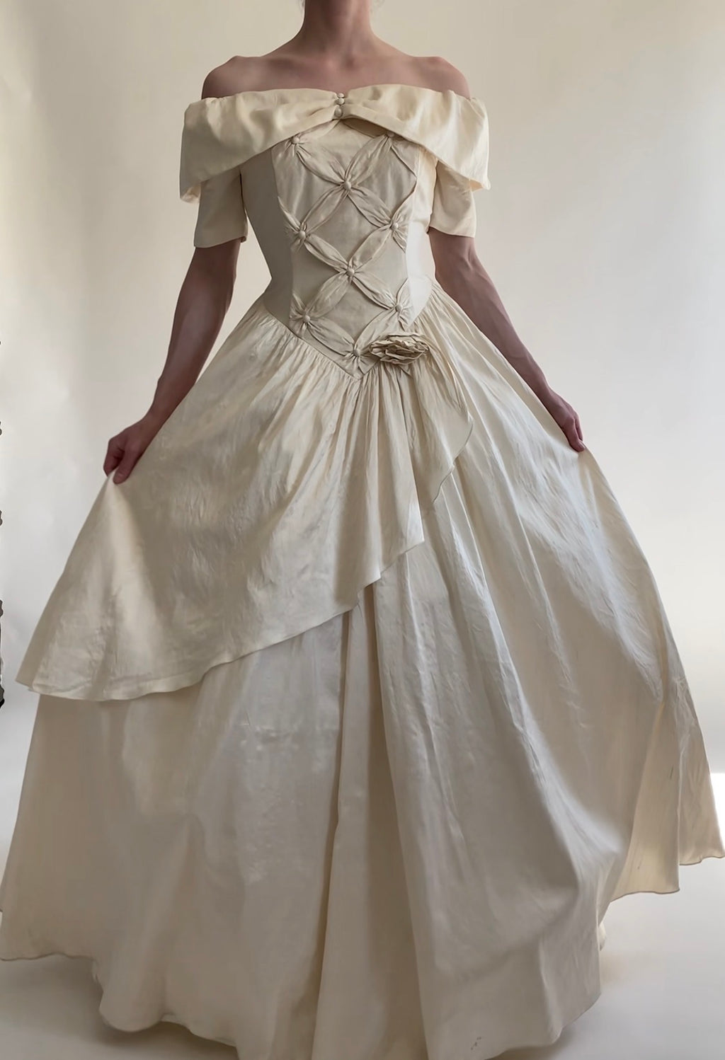 Vintage 1980s Silk Wedding Dress