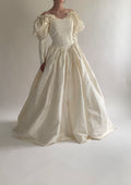 1980s Silk Rosette Wedding Dress