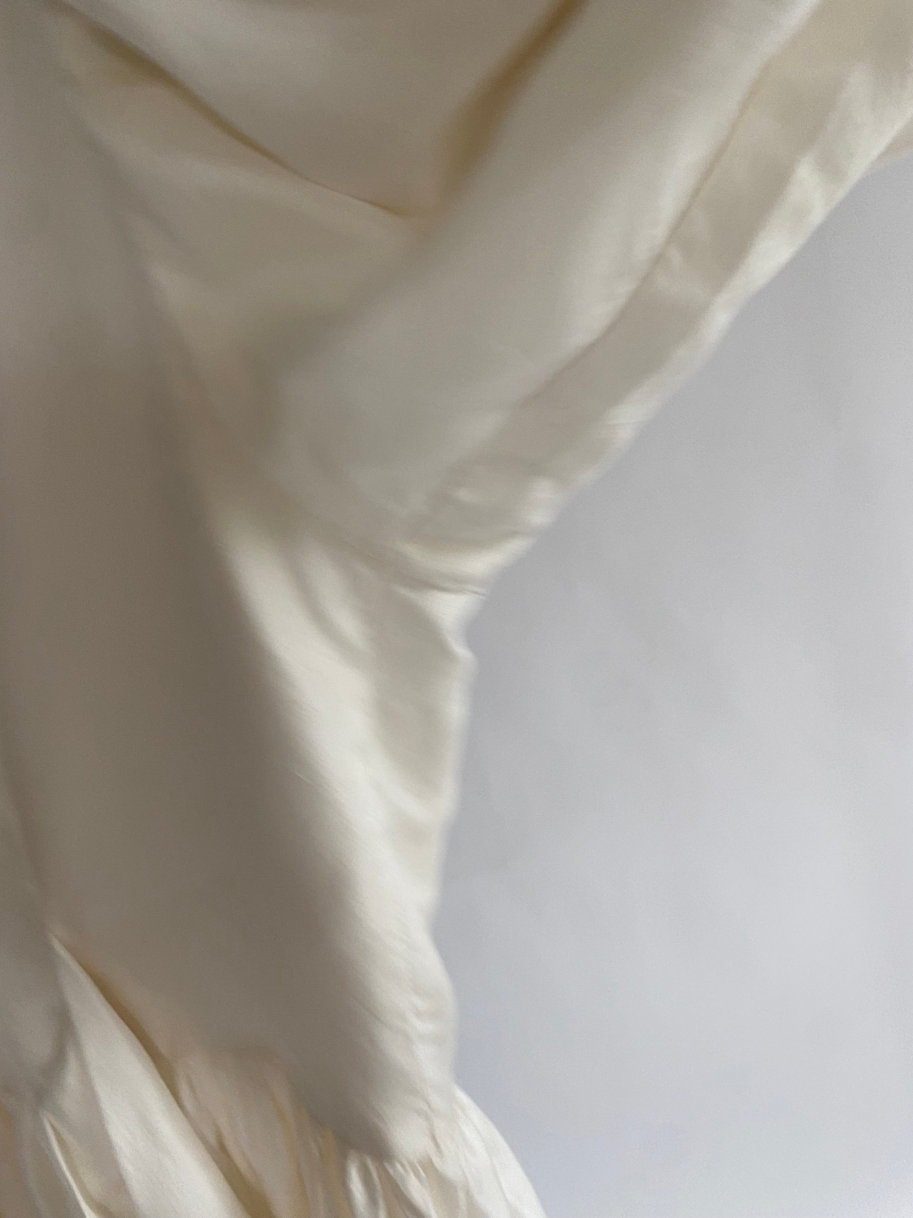 Vintage Silk 1980s Wedding Dress with Puff Sleeves
