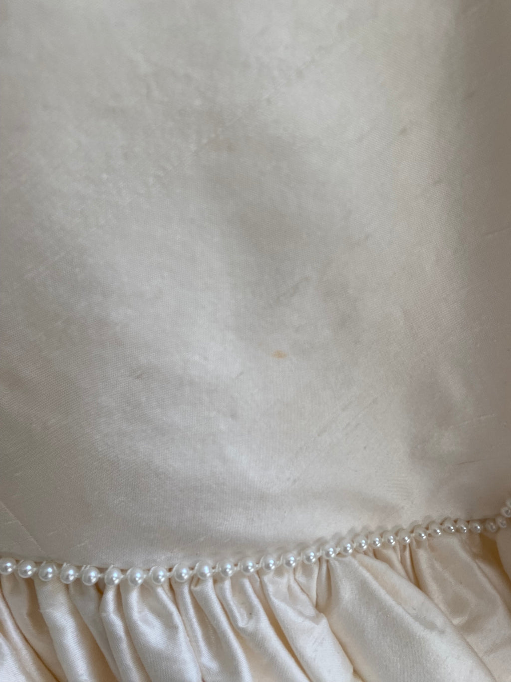 1980s Rose Trimmed Silk Wedding Dress