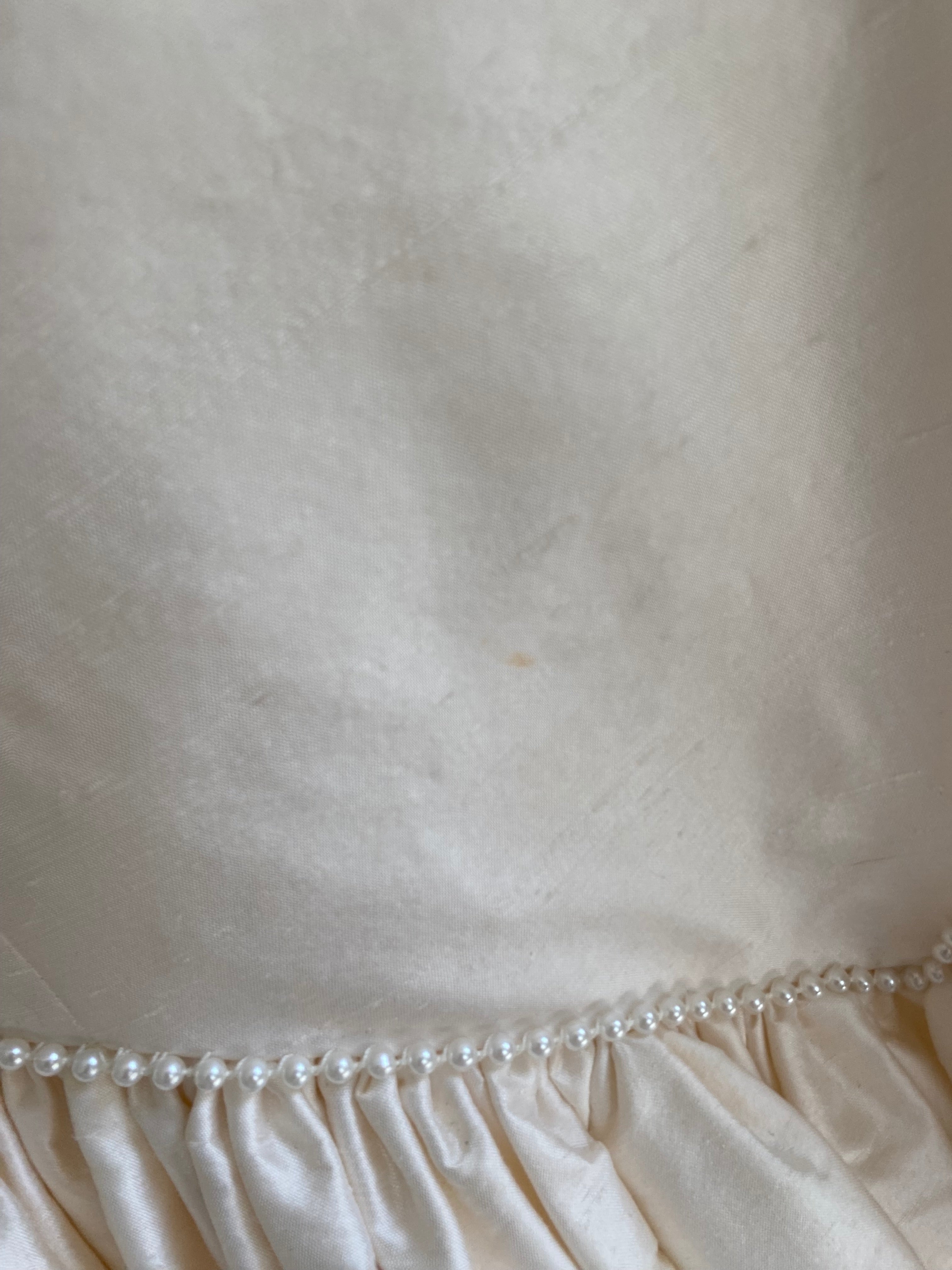 1980s Rose Trimmed Silk Wedding Dress