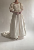 Vintage Silk 1980s Wedding Dress with Puff Sleeves