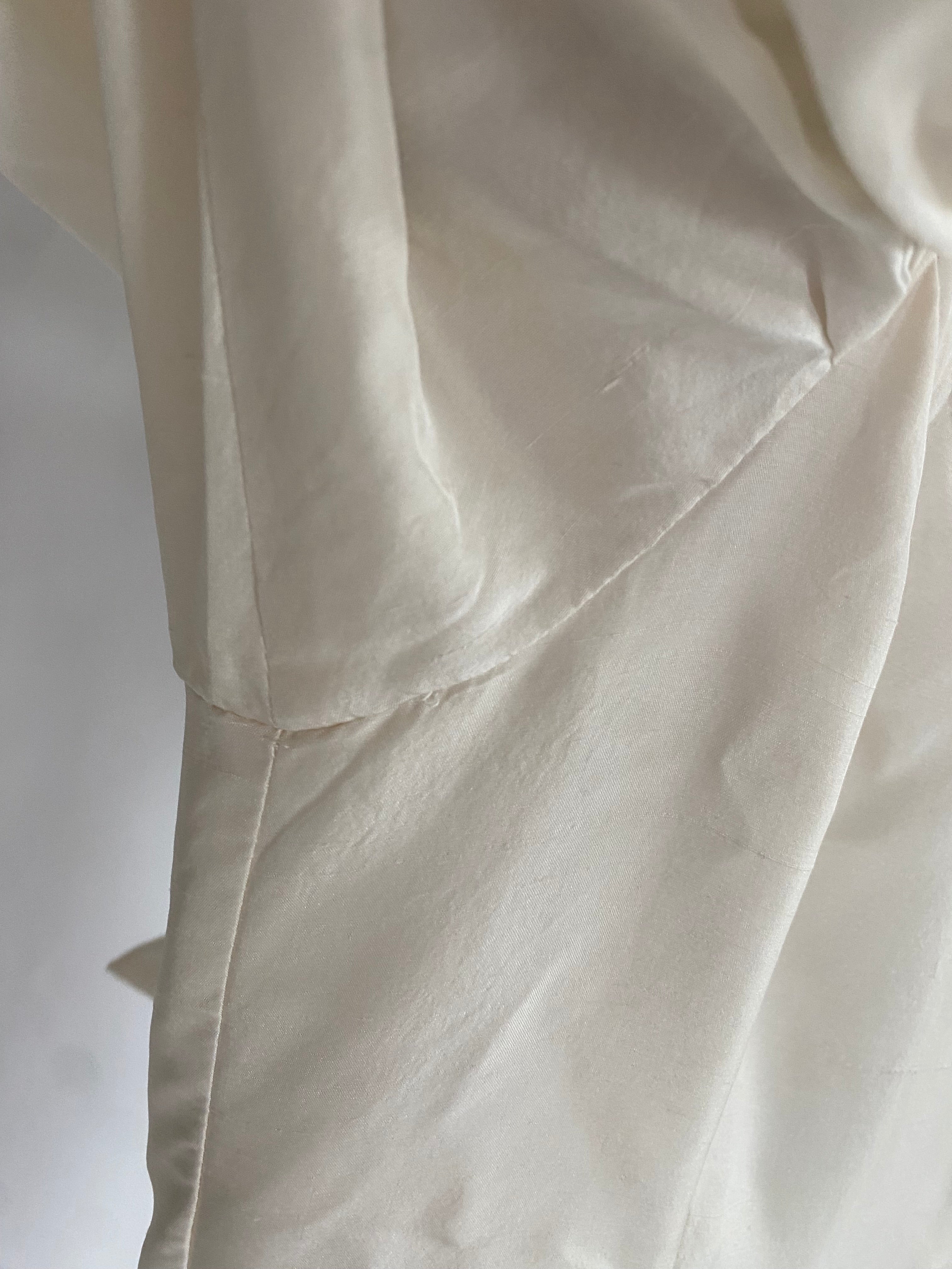 Vintage Silk 1980s Wedding Dress with Puff Sleeves