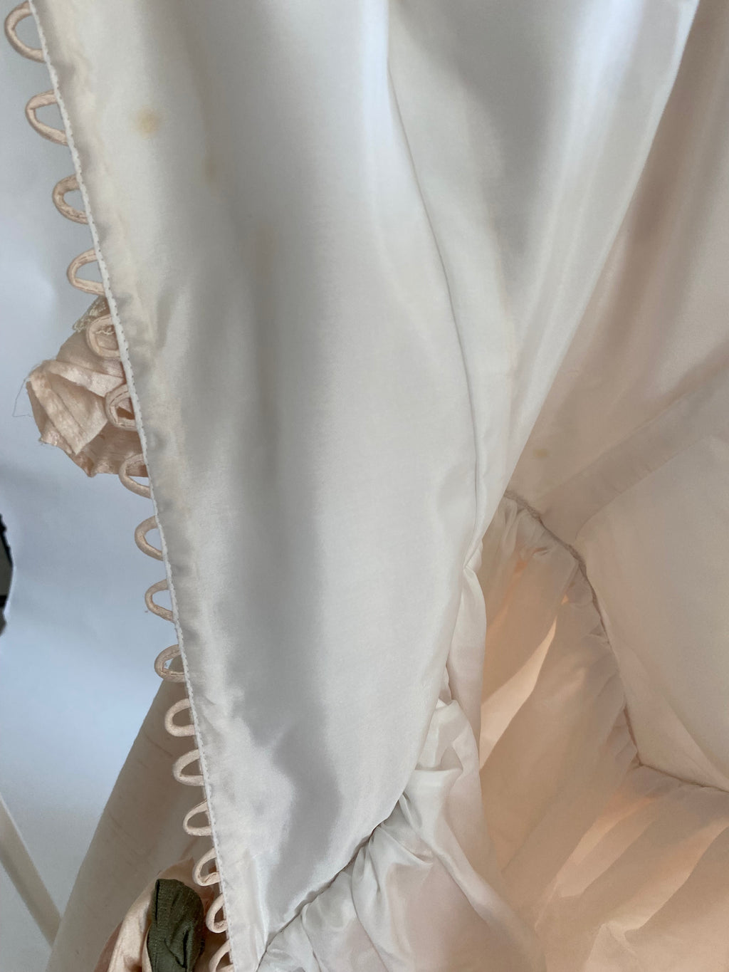 1980s Raw Silk Rosette Wedding Gown
