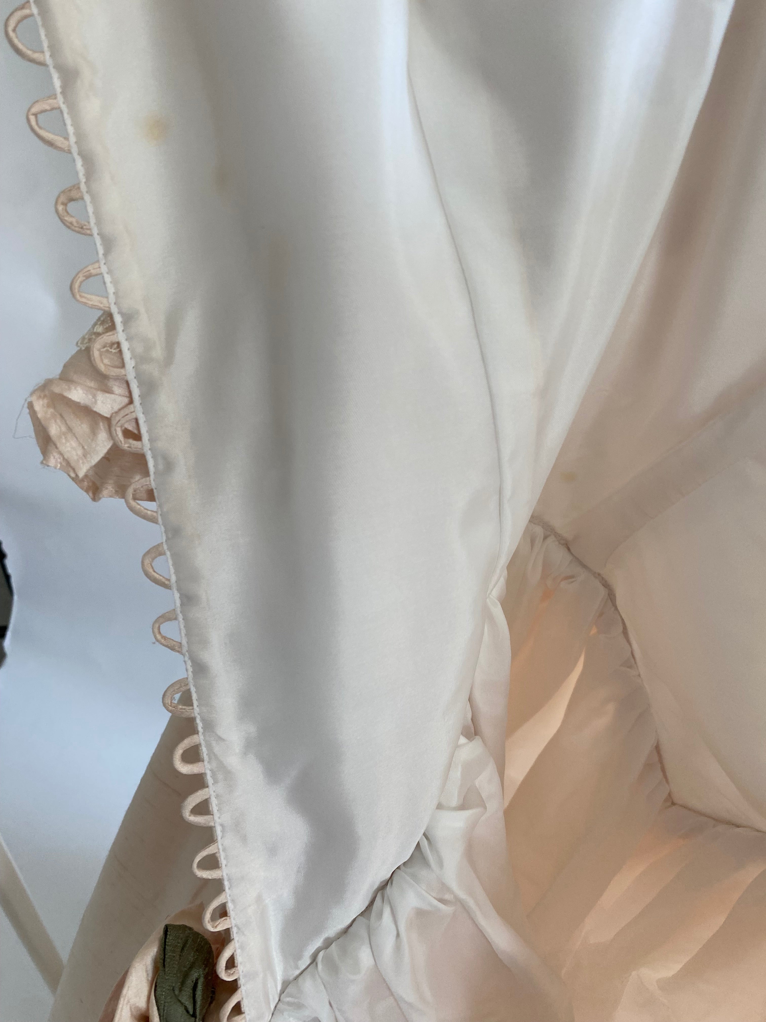 1980s Raw Silk Rosette Wedding Gown