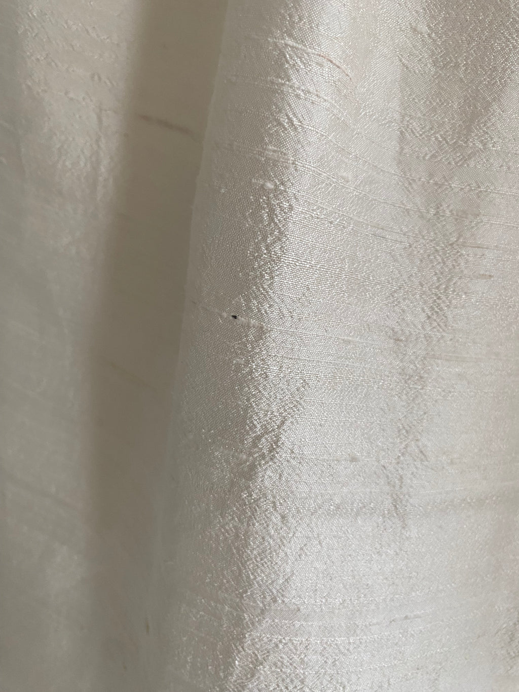 Vintage 90s Raw Silk Puff Sleeve Wedding Dress with Lace Accented Basque Bodice