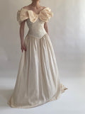 Vintage 1990s Bow Silk Wedding Dress