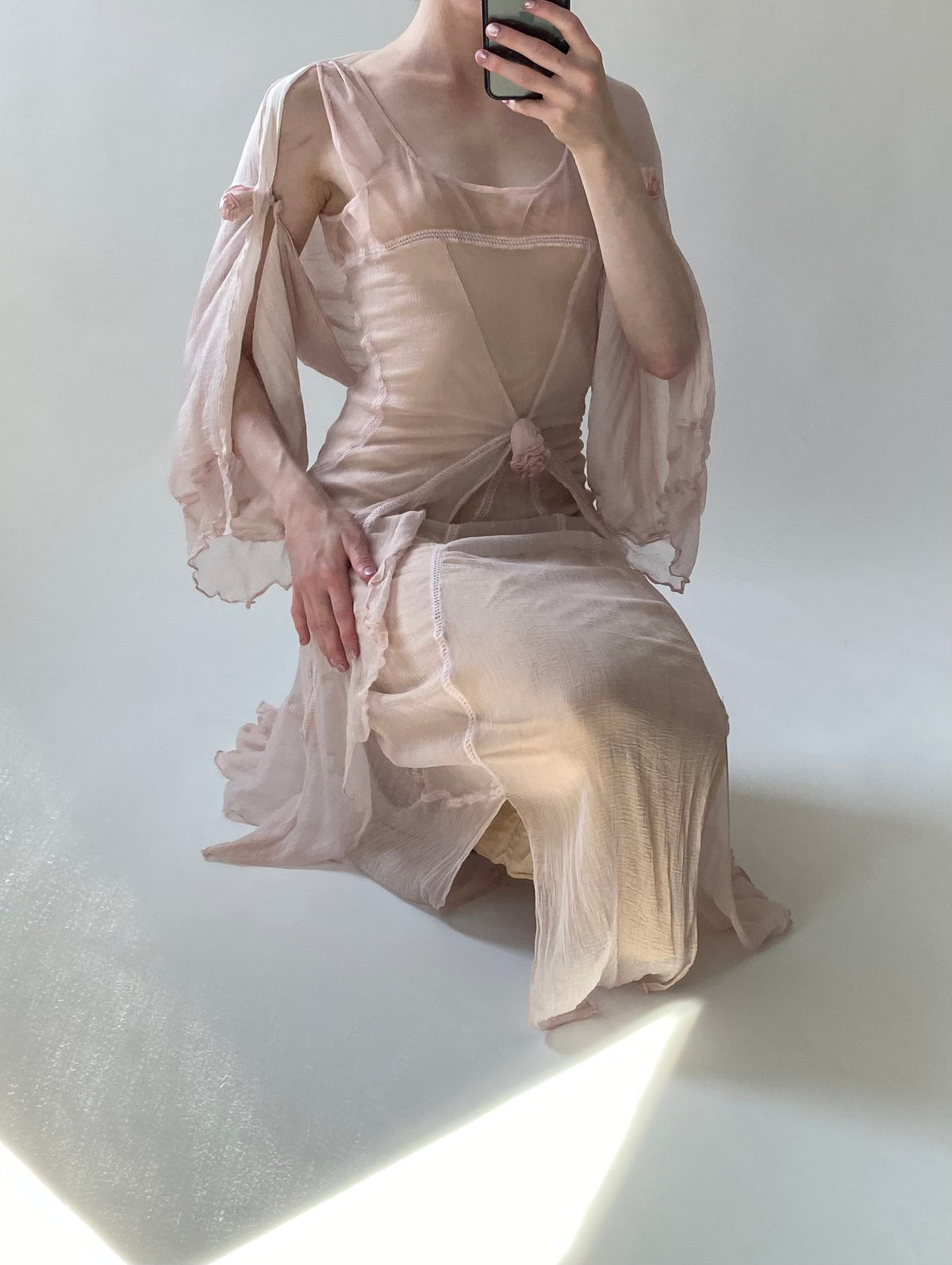 Dusty Rose Sheer Dress and Shawl Set