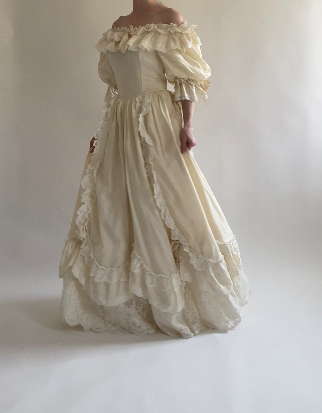 1980s Silk Princess Diana Inspired Vintage Wedding Dress