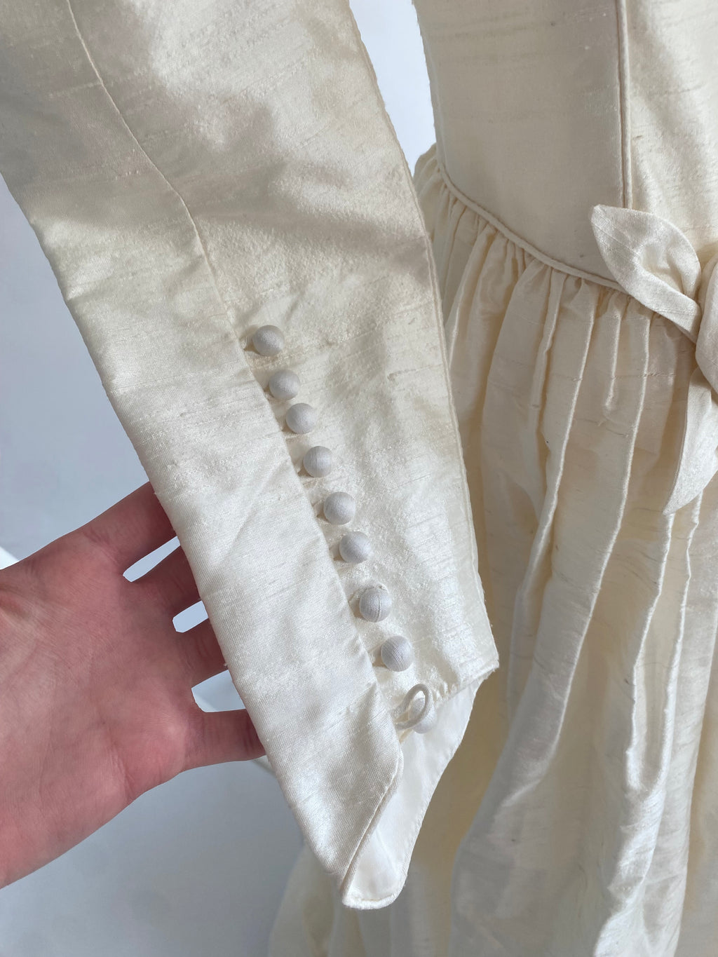 1980s Silk Rosette Wedding Dress