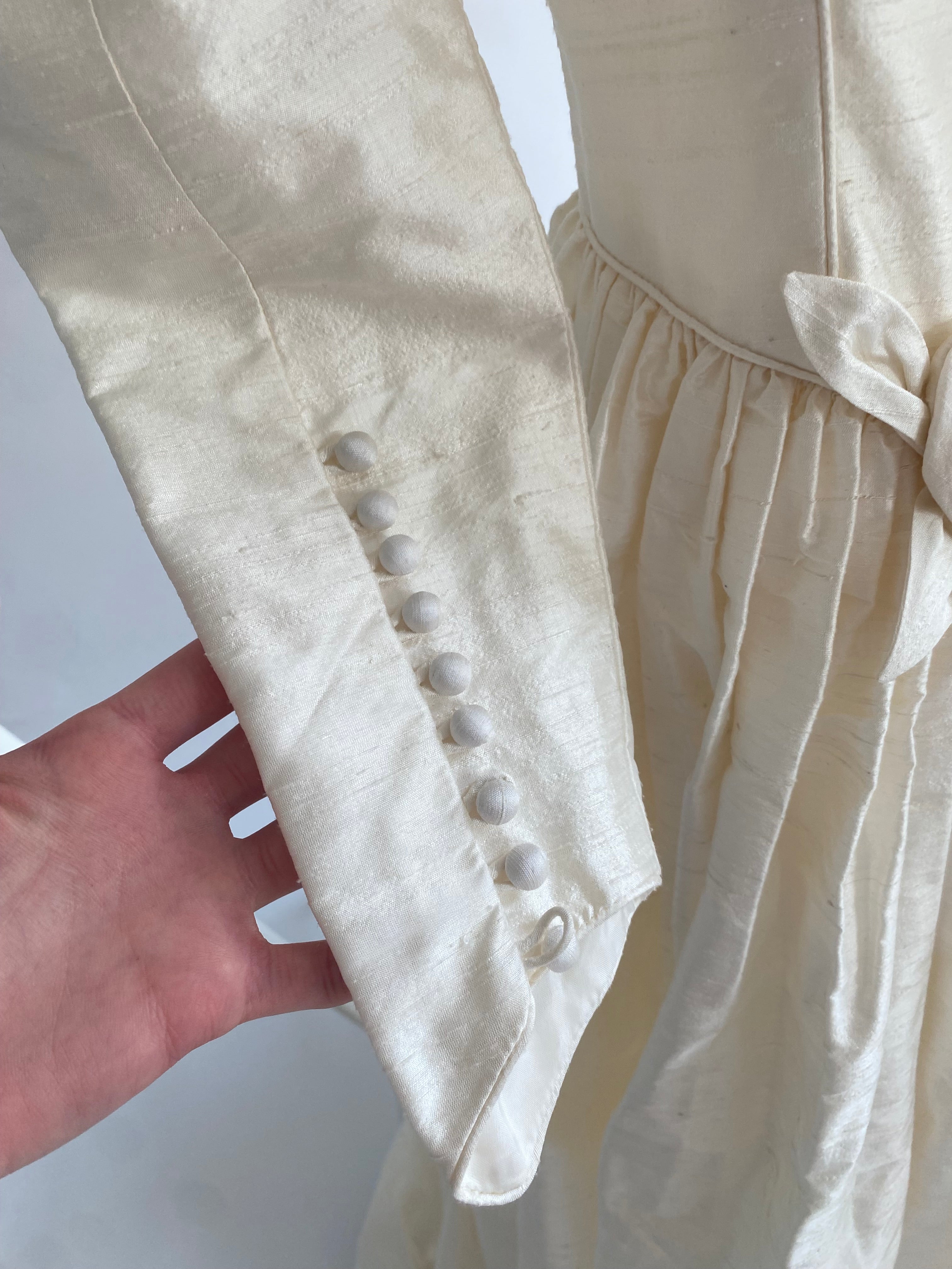 1980s Silk Rosette Wedding Dress
