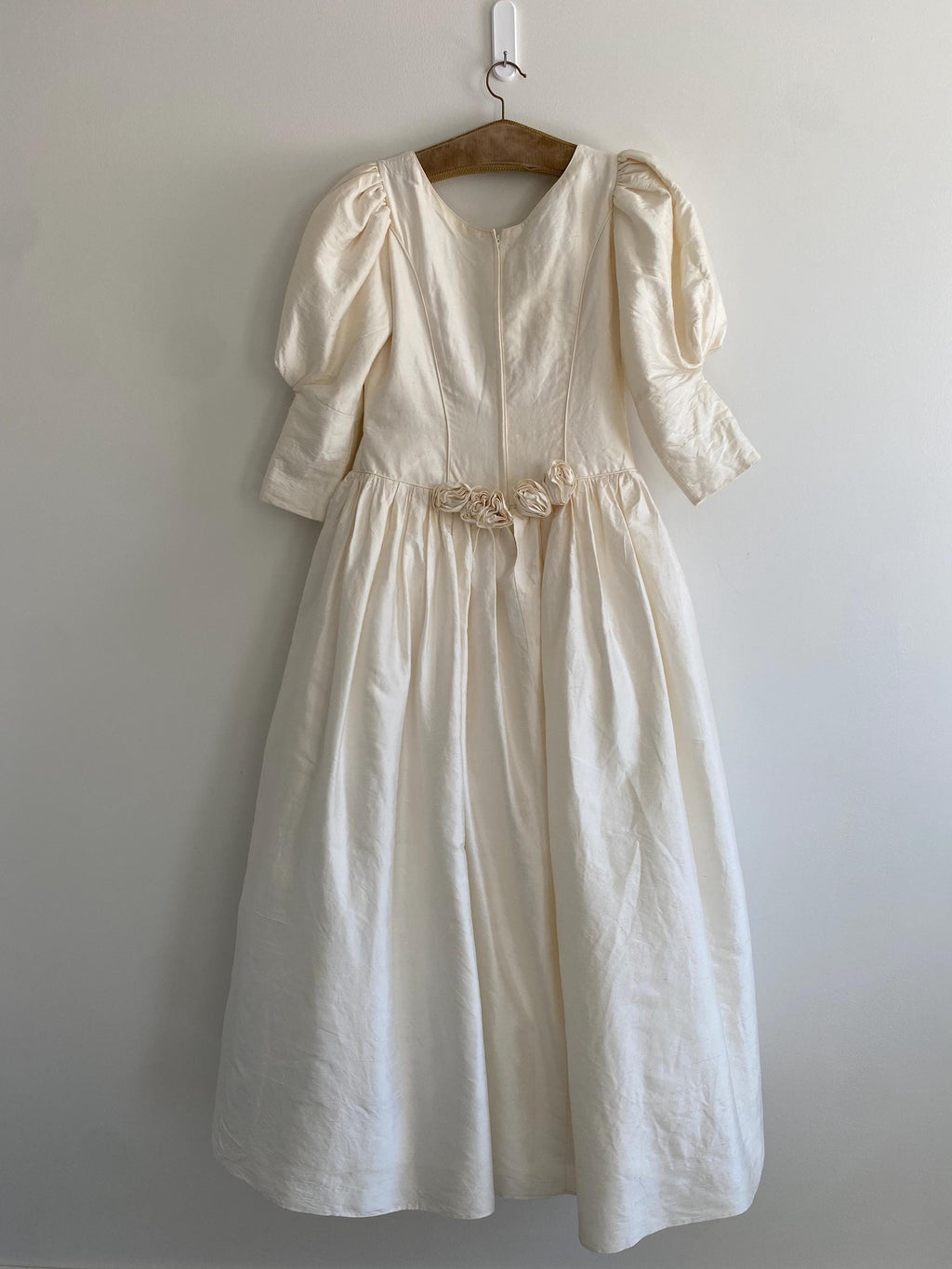 1980s Raw Silk Wedding Gown Medium