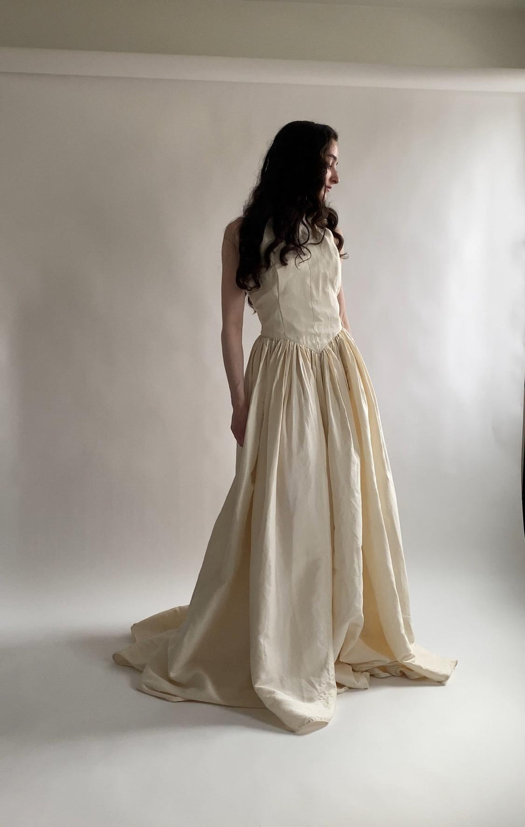 1990s Silk Halter Wedding Dress